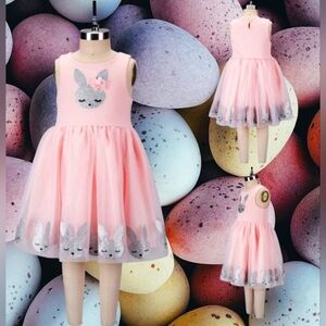 Little Girl's Glitter Bunny Border Skirt Tutu Dress